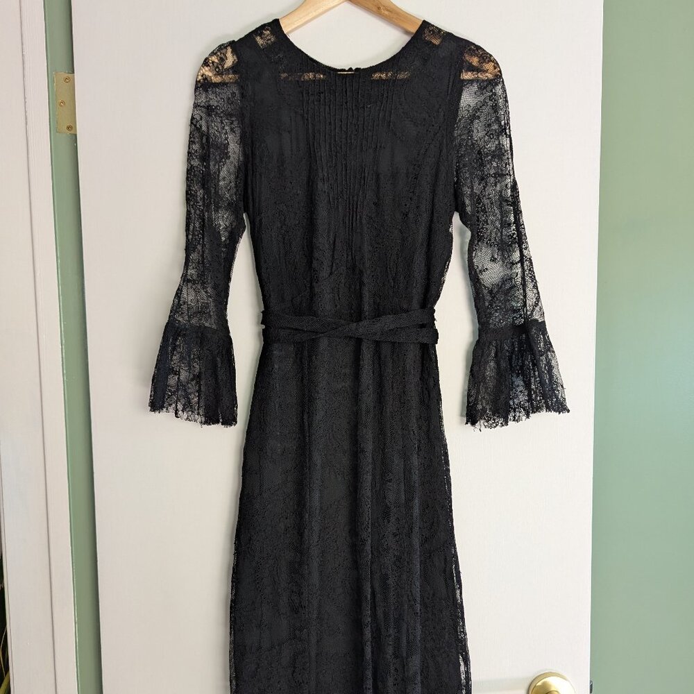 JUST IN CASE Belgium Designer Black Lace Top XS Goth Romantic Avant Garde Style